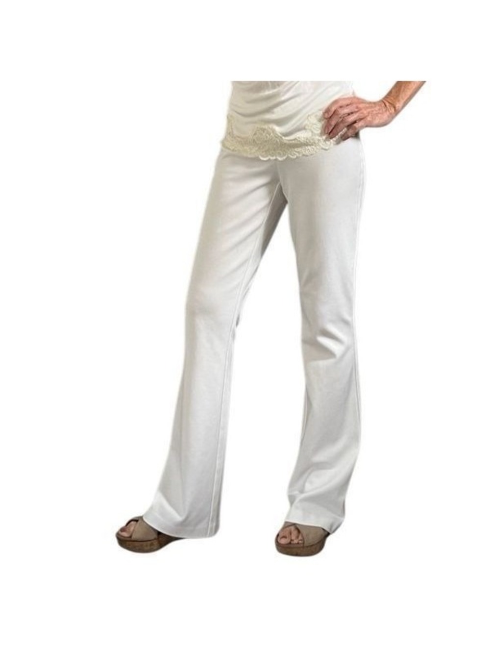 Vintage Y2K A. Byer Ivory Flare Baby Boot Cut Flare Pinstripe Mid Rise Pant 3 XS